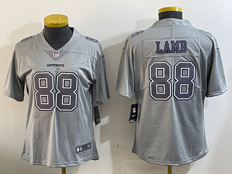 Women Dallas Cowboys #88 Lamb Grey 2024 Nike Vapor Limited NFL Jersey style 1